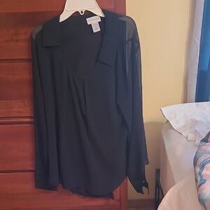 Soft Surroundings Black Sheer Blouse